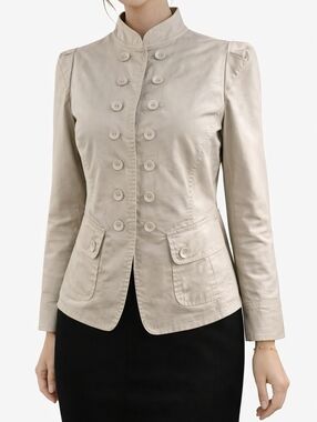 INC International Concepts Beige Military Jacket Button Front S